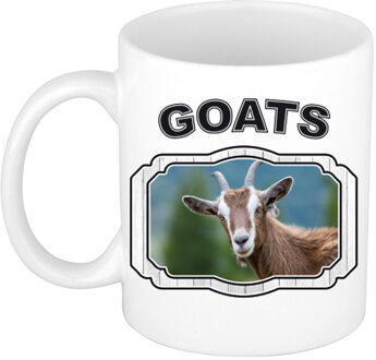 Bellatio Decorations Dieren geit beker - goats/ geiten mok wit 300 ml - feest mokken