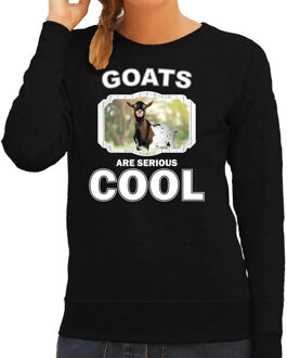 Bellatio Decorations Dieren geiten sweater zwart dames - goats are serious cool trui - cadeau sweater gevlekte geit/ geiten liefhebber 2XL