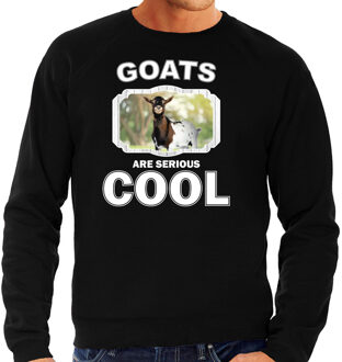 Bellatio Decorations Dieren geiten sweater zwart heren - goats are serious cool trui - cadeau sweater gevlekte geit/ geiten liefhebber 2XL