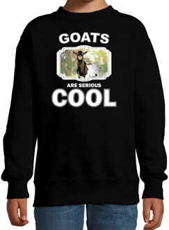 Bellatio Decorations Dieren geiten sweater zwart kinderen - goats are serious cool trui jongens/ meisjes - cadeau gevlekte geit/ geiten liefhebber 12-13 jaar (152/164)