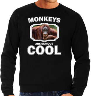 Bellatio Decorations Dieren gekke orangoetan sweater zwart heren - monkeys are cool trui