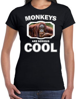 Bellatio Decorations Dieren gekke orangoetan t-shirt zwart dames - monkeys are cool shirt