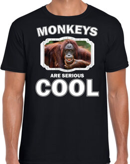Bellatio Decorations Dieren gekke orangoetan t-shirt zwart heren - monkeys are cool shirt