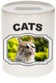 Bellatio Decorations Dieren gekke poes spaarpot - cats/ katten spaarpotten kinderen 9 cm Multi