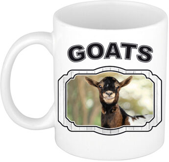 Bellatio Decorations Dieren gevlekte geit beker - goats/ geiten mok wit 300 ml - feest mokken