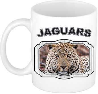 Bellatio Decorations Dieren gevlekte jaguar beker - jaguars/ jaguars mok wit 300 ml - feest mokken