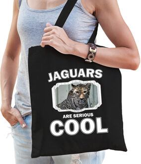Bellatio Decorations Dieren gevlekte jaguar tasje zwart volwassenen en kinderen - jaguars are cool cadeau boodschappentas