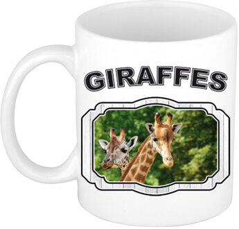 Bellatio Decorations Dieren giraffe beker - giraffes/ giraffen mok wit 300 ml - feest mokken