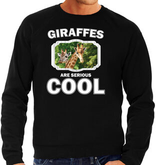 Bellatio Decorations Dieren giraffen sweater zwart heren - giraffes are serious cool trui - cadeau sweater giraffe/ giraffen liefhebber 2XL