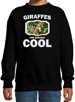 Bellatio Decorations Dieren giraffen sweater zwart kinderen - giraffes are serious cool trui jongens/ meisjes - cadeau giraffe/ giraffen liefhebber 12-13 jaar (152/164)