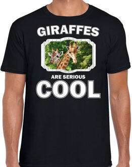 Bellatio Decorations Dieren giraffen t-shirt zwart heren - giraffes are serious cool shirt - cadeau t-shirt giraffe/ giraffen liefhebber 2XL