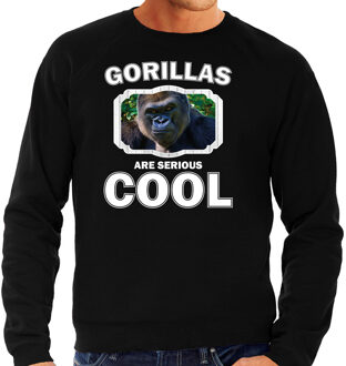 Bellatio Decorations Dieren gorilla apen sweater zwart heren - gorillas are serious cool trui - cadeau sweater stoere gorilla/ gorilla apen liefhebber 2XL