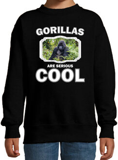 Bellatio Decorations Dieren gorilla apen sweater zwart kinderen - gorillas are serious cool trui jongens/ meisjes - cadeau gorilla/ gorilla apen liefhebber 12-13 jaar (152/164)