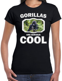 Bellatio Decorations Dieren gorilla apen t-shirt zwart dames - gorillas are serious cool shirt - cadeau t-shirt gorilla/ gorilla apen liefhebber 2XL