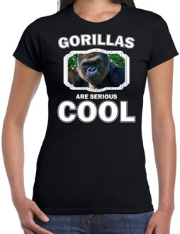 Bellatio Decorations Dieren gorilla apen t-shirt zwart dames - gorillas are serious cool shirt - cadeau t-shirt stoere gorilla/ gorilla apen liefhebber 2XL