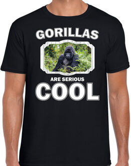 Bellatio Decorations Dieren gorilla apen t-shirt zwart heren - gorillas are serious cool shirt - cadeau t-shirt gorilla/ gorilla apen liefhebber 2XL