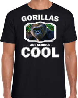 Bellatio Decorations Dieren gorilla apen t-shirt zwart heren - gorillas are serious cool shirt - cadeau t-shirt stoere gorilla/ gorilla apen liefhebber 2XL