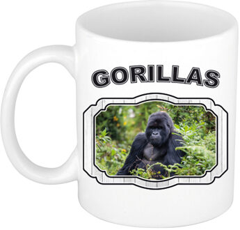 Bellatio Decorations Dieren gorilla beker - gorillas/ gorilla apen mok wit 300 ml - feest mokken