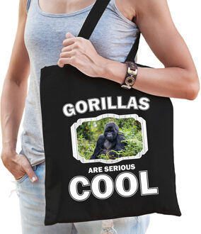 Bellatio Decorations Dieren gorilla tasje zwart volwassenen en kinderen - gorillas are cool cadeau boodschappentasje