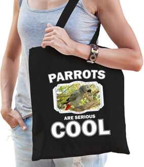 Bellatio Decorations Dieren grijze roodstaart papegaai tasje zwart volwassenen en kinderen - parrots are cool cadeau bood