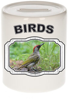 Bellatio Decorations Dieren groene specht spaarpot - birds/ vogels spaarpotten kinderen 9 cm Multi