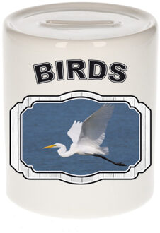 Bellatio Decorations Dieren grote zilverreiger spaarpot - birds/ vogels spaarpotten kinderen 9 cm