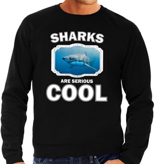 Bellatio Decorations Dieren haaien sweater zwart heren - sharks are serious cool trui - cadeau sweater haai/ haaien liefhebber 2XL