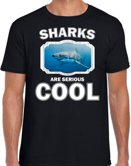 Bellatio Decorations Dieren haaien t-shirt zwart heren - sharks are serious cool shirt - cadeau t-shirt haai/ haaien liefhebber 2XL