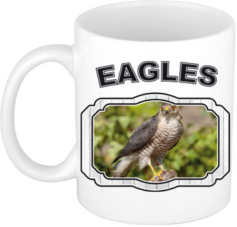 Bellatio Decorations Dieren havik roofvogel beker - hawks/ roofvolgel mok wit 300 ml