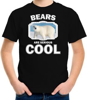 Bellatio Decorations Dieren ijsberen t-shirt zwart kinderen - bears are serious cool shirt  jongens/ meisjes - cadeau shirt grote ijsbeer/ ijsberen liefhebber L (146-152)