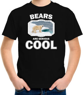 Bellatio Decorations Dieren ijsberen t-shirt zwart kinderen - bears are serious cool shirt  jongens/ meisjes - cadeau shirt ijsbeer/ ijsberen liefhebber L (146-152)