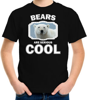 Bellatio Decorations Dieren ijsberen t-shirt zwart kinderen - bears are serious cool shirt  jongens/ meisjes - cadeau shirt witte ijsbeer/ ijsberen liefhebber L (146-152)