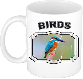 Bellatio Decorations Dieren ijsvogel beker - birds/ vogels mok wit 300 ml