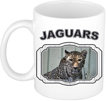 Bellatio Decorations Dieren jaguar beker - jaguars/ jaguars mok wit 300 ml - feest mokken