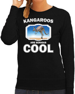 Bellatio Decorations Dieren kangoeroes sweater zwart dames - kangaroos are serious cool trui - cadeau sweater kangoeroe/ kangoeroes liefhebber 2XL