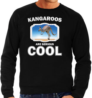 Bellatio Decorations Dieren kangoeroes sweater zwart heren - kangaroos are serious cool trui - cadeau sweater kangoeroe/ kangoeroes liefhebber 2XL