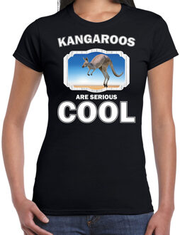 Bellatio Decorations Dieren kangoeroes t-shirt zwart dames - kangaroos are serious cool shirt - cadeau t-shirt kangoeroe/ kangoeroes liefhebber 2XL