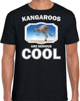 Bellatio Decorations Dieren kangoeroes t-shirt zwart heren - kangaroos are serious cool shirt - cadeau t-shirt kangoeroe/ kangoeroes liefhebber 2XL