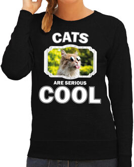 Bellatio Decorations Dieren katten sweater zwart dames - cats are serious cool trui - cadeau sweater gekke poes/ katten liefhebber 2XL