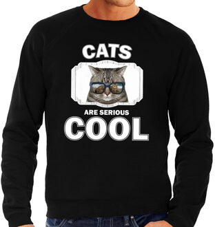 Bellatio Decorations Dieren katten sweater zwart heren - cats are serious cool trui - cadeau sweater coole poes/ katten liefhebber 2XL