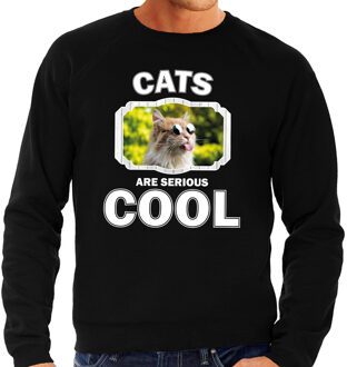 Bellatio Decorations Dieren katten sweater zwart heren - cats are serious cool trui - cadeau sweater gekke poes/ katten liefhebber 2XL