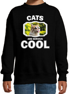 Bellatio Decorations Dieren katten sweater zwart kinderen - cats are serious cool trui jongens/ meisjes - cadeau gekke poes/ katten liefhebber 12-13 jaar (152/164)