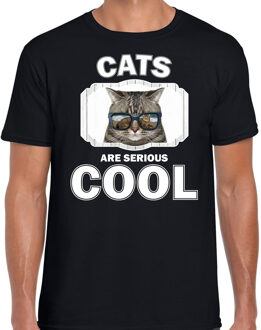 Bellatio Decorations Dieren katten t-shirt zwart heren - cats are serious cool shirt - cadeau t-shirt coole poes/ katten liefhebber 2XL