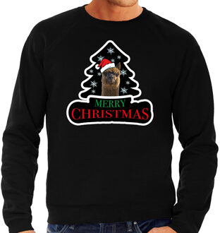 Bellatio Decorations Dieren kersttrui alpaca zwart heren - Foute alpacas kerstsweater 2XL - kerst truien