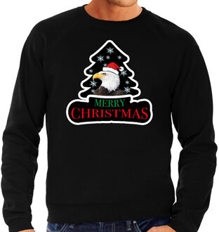 Bellatio Decorations Dieren kersttrui arend zwart heren - Foute zeearenden kerstsweater 2XL - kerst truien