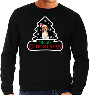 Bellatio Decorations Dieren kersttrui beagle zwart heren - Foute honden kerstsweater 2XL - kerst truien