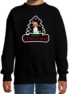 Bellatio Decorations Dieren kersttrui beagle zwart kinderen - Foute honden kerstsweater 12-13 jaar (152/164) - kerst truien kind