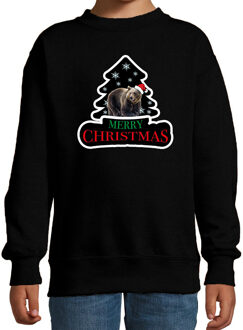 Bellatio Decorations Dieren kersttrui beer zwart kinderen - Foute beren kerstsweater 12-13 jaar (152/164) - kerst truien kind