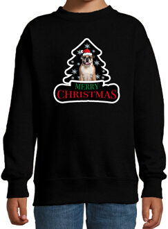 Bellatio Decorations Dieren kersttrui britse bulldog zwart kinderen - Foute honden kerstsweater 12-13 jaar (152/164) - kerst truien kind