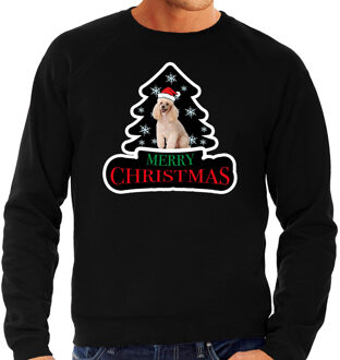 Bellatio Decorations Dieren kersttrui poedel zwart heren - Foute honden kerstsweater 2XL - kerst truien